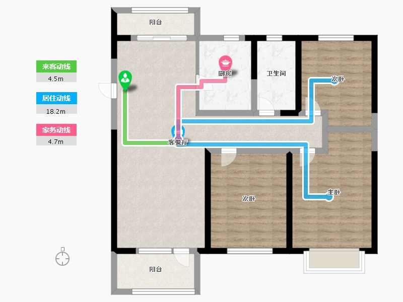 天津-天津市-农垦金水湾花园1号楼,金水湾花园25栋,建面126m²-100.79-户型库-动静线