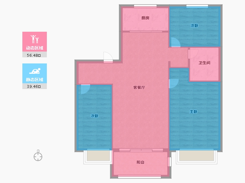 天津-天津市-碧桂园渠阳府1栋,12栋,20号楼,21号楼,2栋建面110m²-88.00-户型库-动静分区