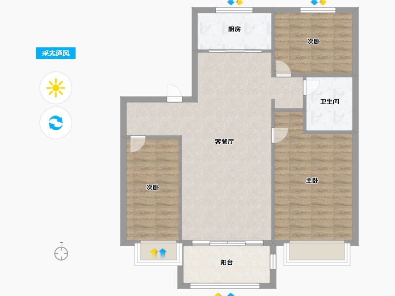 天津-天津市-碧桂园渠阳府1栋,12栋,20号楼,21号楼,2栋建面110m²-88.00-户型库-采光通风