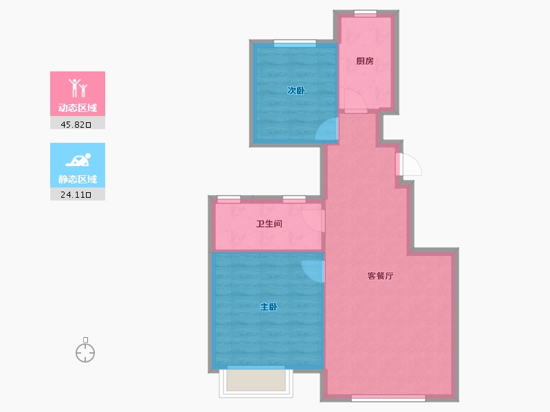 天津-天津市-远洋万和四季浩润嘉苑25号楼,浩润嘉苑26号楼建面79m²-63.21-户型库-动静分区