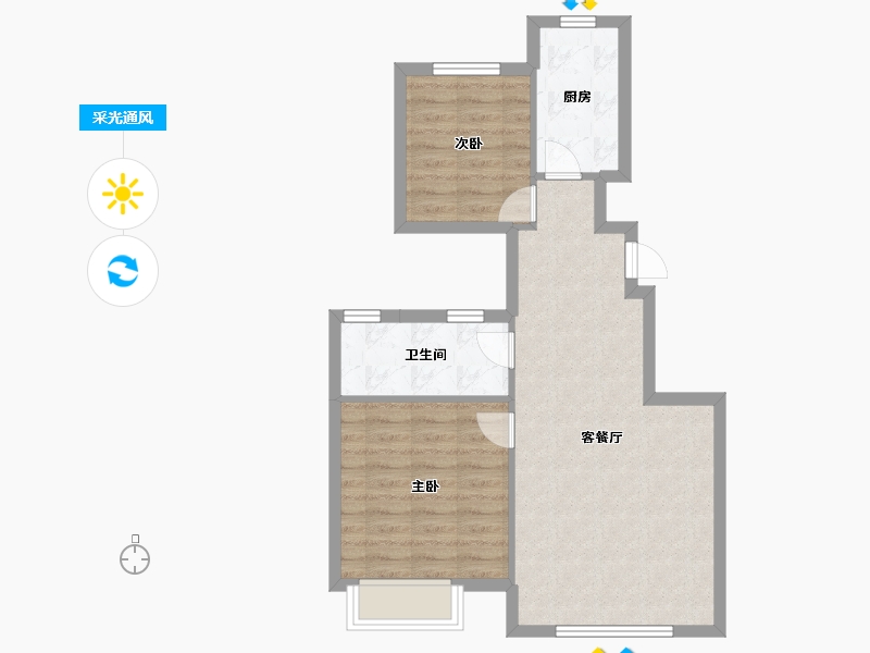 天津-天津市-远洋万和四季浩润嘉苑25号楼,浩润嘉苑26号楼建面79m²-63.21-户型库-采光通风