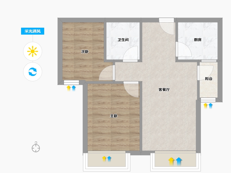 天津-天津市-珠江京津一品9号楼,13号楼,26号楼,30号楼,33号楼,建面67m²-45.64-户型库-采光通风