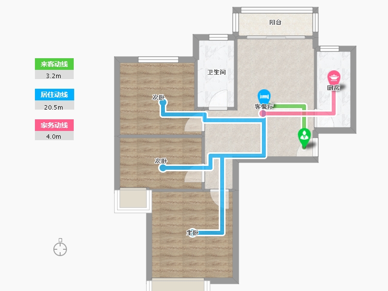 天津-天津市-珠江京津一品9号楼,13号楼,26号楼,30号楼,33号楼,建面89m²-63.32-户型库-动静线