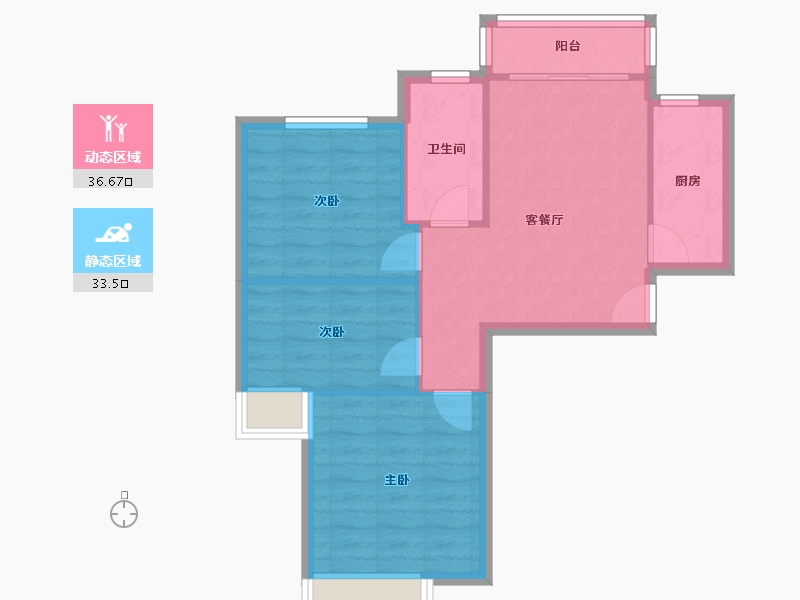 天津-天津市-珠江京津一品9号楼,13号楼,26号楼,30号楼,33号楼,建面89m²-63.32-户型库-动静分区