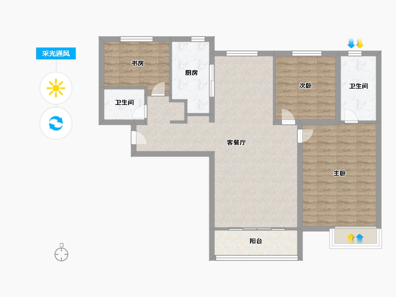 天津-天津市-合生京津新城22号楼,29号楼建面115m²-92.00-户型库-采光通风