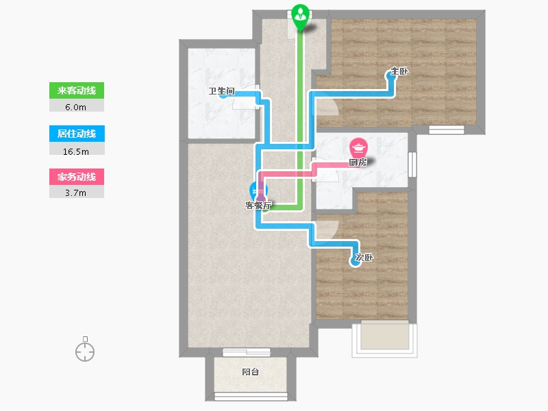 天津-天津市-合生京津新城上京润园10号楼,上京润园15号楼,上京润园20号楼,21号楼建面76m²-60.80-户型库-动静线