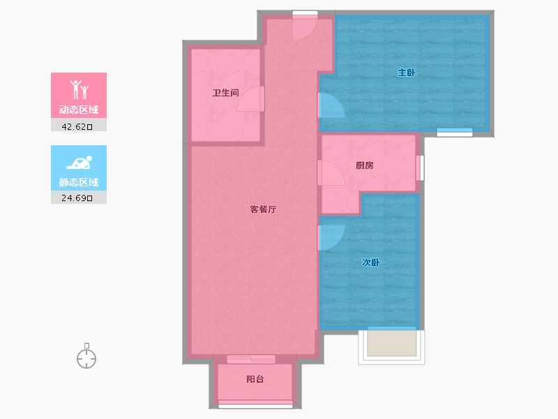 天津-天津市-合生京津新城上京润园10号楼,上京润园15号楼,上京润园20号楼,21号楼建面76m²-60.80-户型库-动静分区