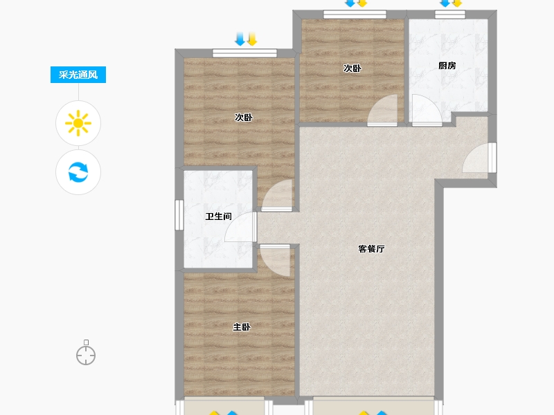 天津-天津市-合生京津新城上京润园10号楼,上京润园15号楼,上京润园20号楼,21号楼建面99m²-79.20-户型库-采光通风