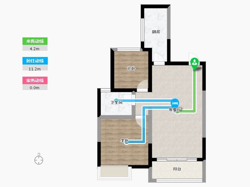 天津-天津市-恒大花溪小镇1号楼,11号楼建面96m²-61.78-户型库-动静线