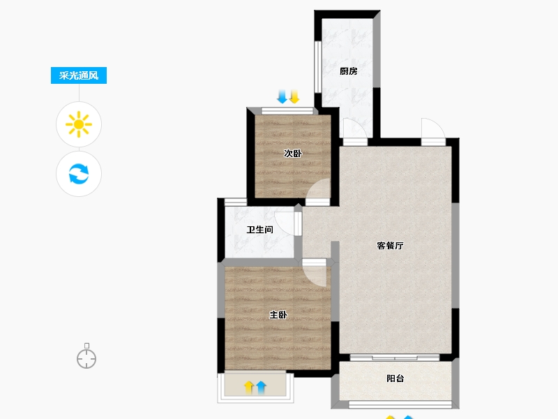 天津-天津市-恒大花溪小镇1号楼,11号楼建面96m²-61.78-户型库-采光通风