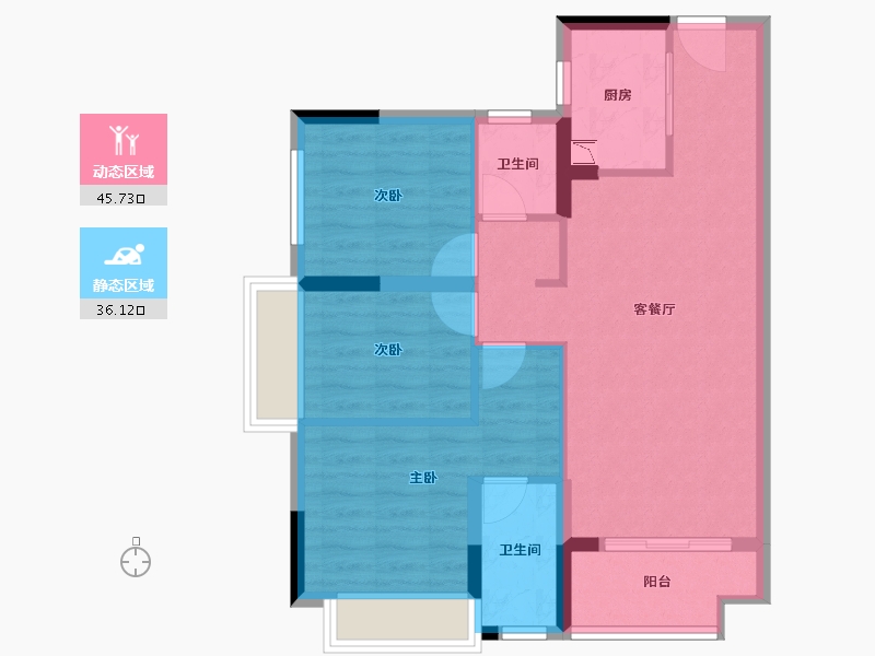 广东省-佛山市-弘阳时光天樾-72.86-户型库-动静分区