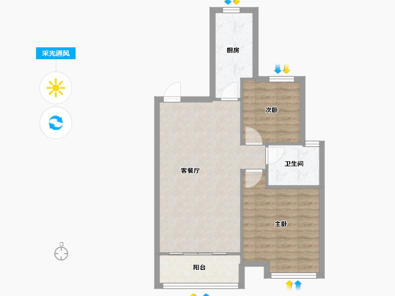 天津-天津市-恒大花溪小镇22号楼,建面94m²-63.65-户型库-采光通风