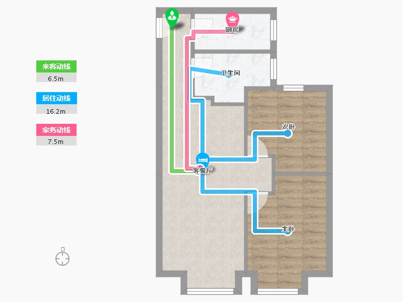 天津-天津市-实地海棠雅著圣景豪庭18号楼,圣景豪庭22号楼建面75m²-56.20-户型库-动静线