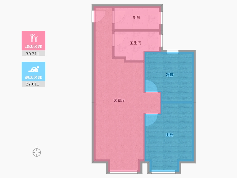 天津-天津市-实地海棠雅著圣景豪庭18号楼,圣景豪庭22号楼建面75m²-56.20-户型库-动静分区