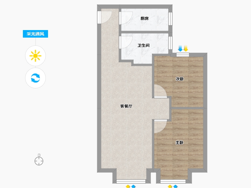 天津-天津市-实地海棠雅著圣景豪庭18号楼,圣景豪庭22号楼建面75m²-56.20-户型库-采光通风