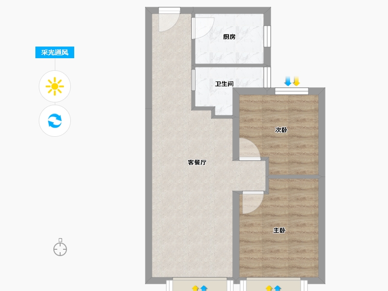 天津-天津市-实地海棠雅著圣景豪庭18号楼,建面76m²-51.89-户型库-采光通风