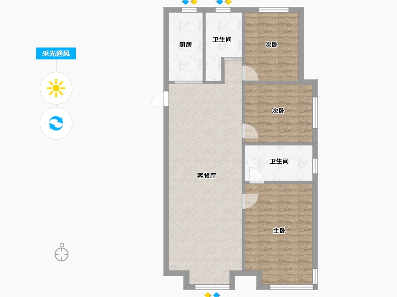 天津-天津市-实地海棠雅著圣景豪庭19号楼,圣景豪庭20号楼,圣景豪庭33号楼,圣景豪庭21号楼,-84.00-户型库-采光通风