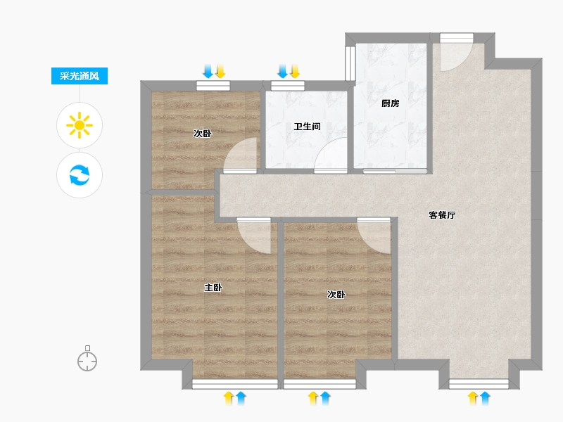 天津-天津市-实地海棠雅著圣景豪庭19号楼,圣景豪庭20号楼,圣景豪庭33号楼,圣景豪庭21号楼,-60.71-户型库-采光通风