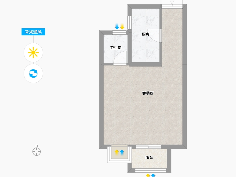 天津-天津市-金地新城大境,艺馨佳苑1号楼建面56m²-37.79-户型库-采光通风