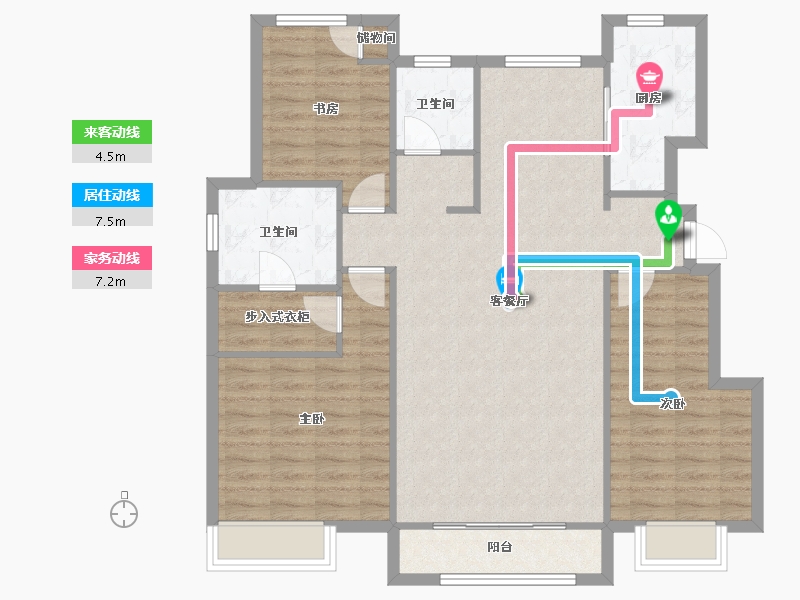 天津-天津市-金地新城大境,艺馨佳苑25号楼,艺馨佳苑26号楼,艺馨佳苑79号楼,艺馨佳苑94号楼-106.37-户型库-动静线