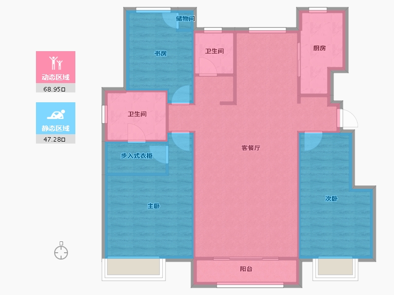 天津-天津市-金地新城大境,艺馨佳苑25号楼,艺馨佳苑26号楼,艺馨佳苑79号楼,艺馨佳苑94号楼-106.37-户型库-动静分区