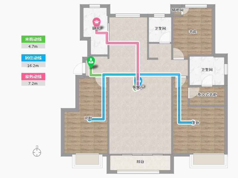 天津-天津市-金地新城大境,艺馨佳苑25号楼,艺馨佳苑26号楼,艺馨佳苑79号楼,艺馨佳苑94号楼-107.20-户型库-动静线