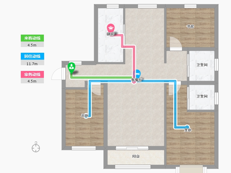 天津-天津市-天宝福苑43号楼,16号楼,39号楼建面127m²-81.49-户型库-动静线