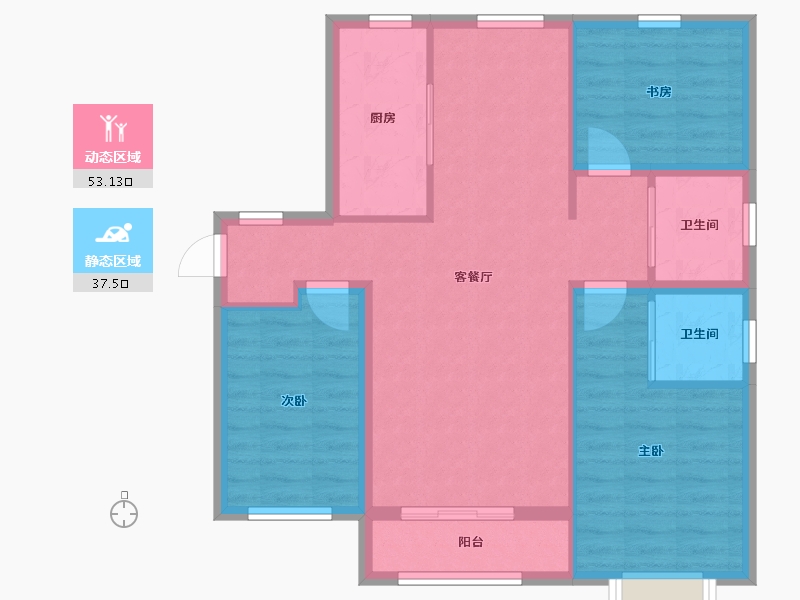 天津-天津市-天宝福苑43号楼,16号楼,39号楼建面127m²-81.49-户型库-动静分区