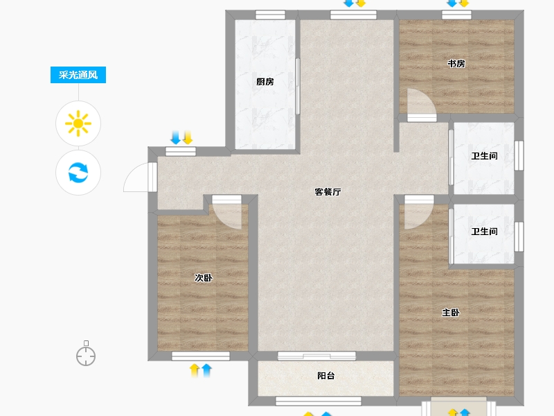 天津-天津市-天宝福苑43号楼,16号楼,39号楼建面127m²-81.49-户型库-采光通风