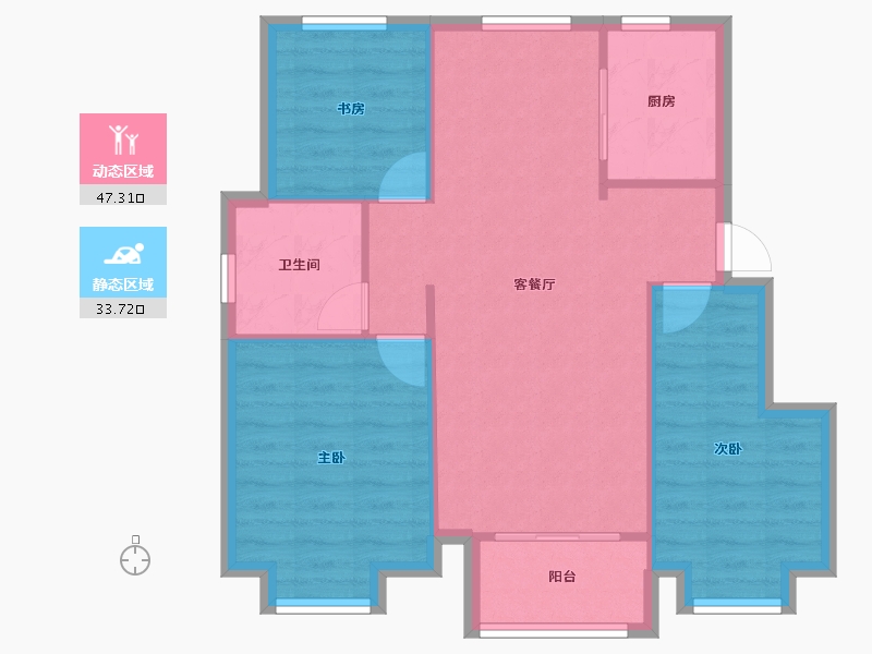 天津-天津市-星河传奇,31号楼,53号楼建面98m²-73.68-户型库-动静分区