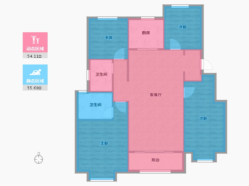 天津-天津市-星河传奇,34号楼,建面124m²-100.45-户型库-动静分区