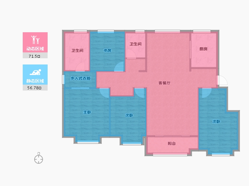 天津-天津市-星河传奇,星河传奇18号楼,星河传奇23号楼,35号楼,建面144m²-117.72-户型库-动静分区