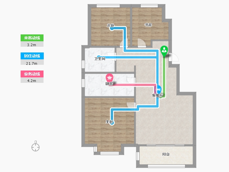 天津-天津市-安居和颂名邸和颂名邸1号楼,建面98m²-78.40-户型库-动静线