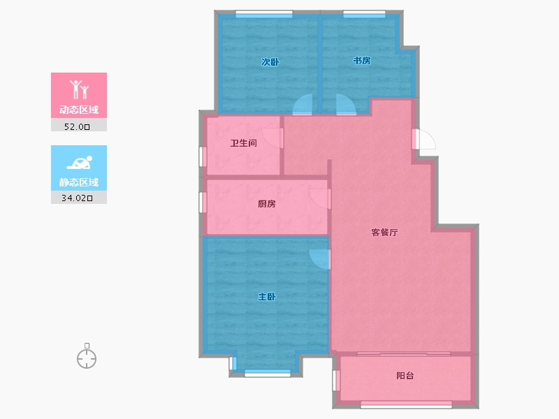 天津-天津市-安居和颂名邸和颂名邸1号楼,建面98m²-78.40-户型库-动静分区