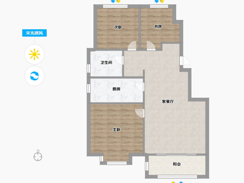 天津-天津市-安居和颂名邸和颂名邸1号楼,建面98m²-78.40-户型库-采光通风