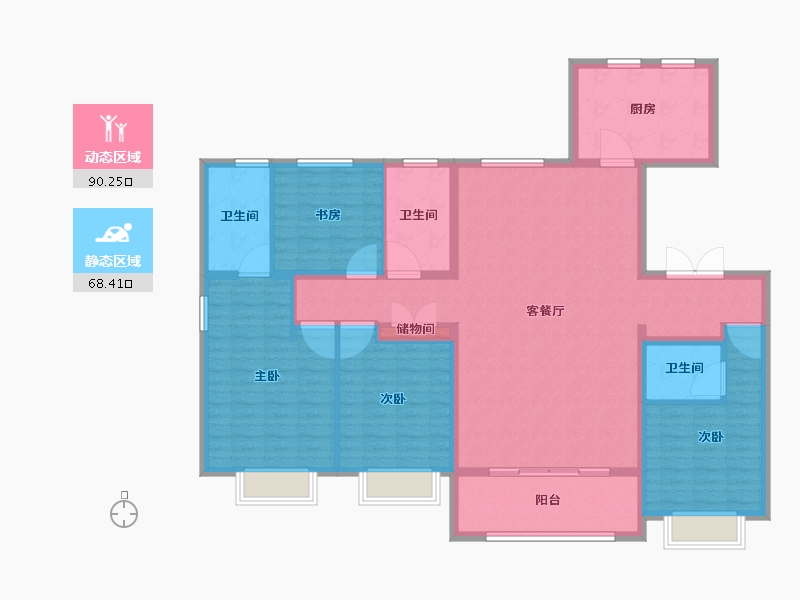 天津-天津市-新城悦隽首府悦隽首府16号楼,建面180m²-144.01-户型库-动静分区