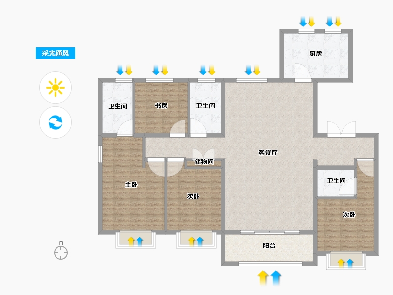 天津-天津市-新城悦隽首府悦隽首府16号楼,建面180m²-144.01-户型库-采光通风