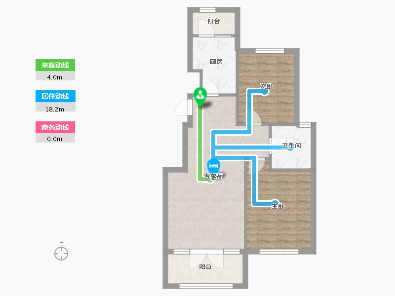 北京-北京市-水墨林溪T户型88m²-64.73-户型库-动静线