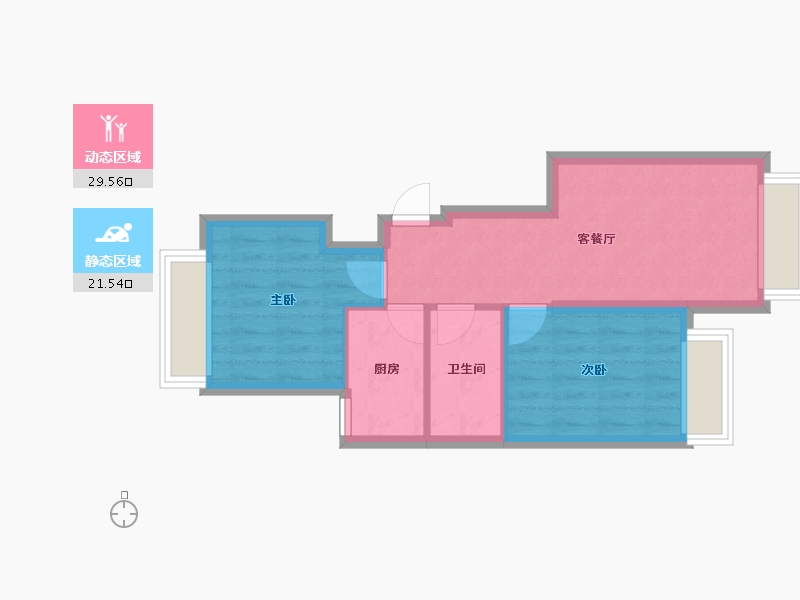 北京-北京市-中铁诺德逸府D1户型69m²-45.32-户型库-动静分区