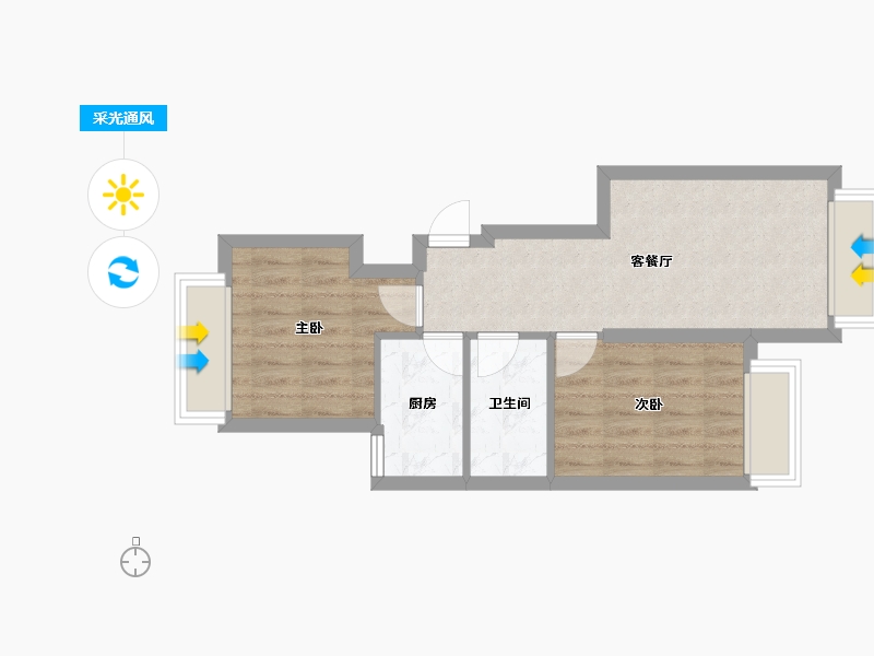 北京-北京市-中铁诺德逸府D1户型69m²-45.32-户型库-采光通风