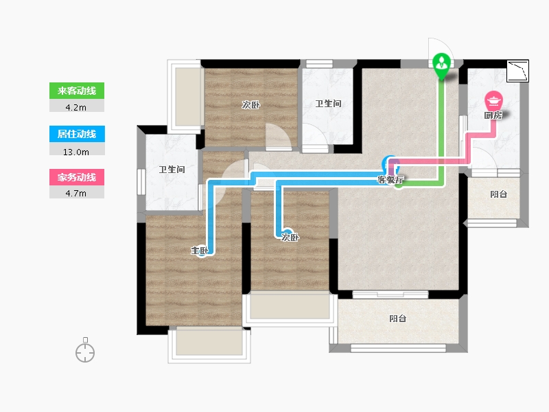 广东省-广州市-星河东悦湾86m²19栋-67.83-户型库-动静线