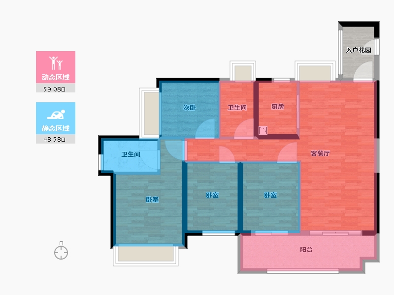 广东省-广州市-星河东悦湾126m²18栋-100.93-户型库-动静分区