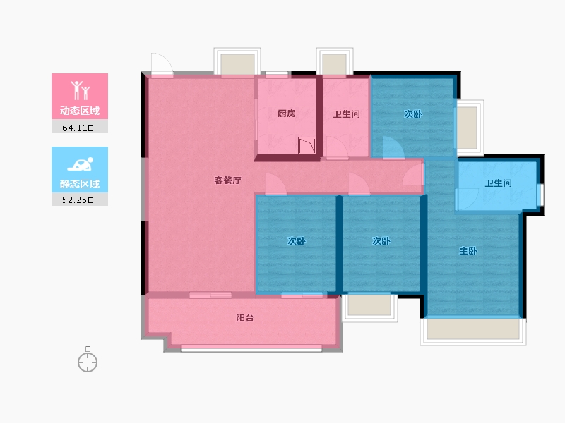 广东省-广州市-星河东悦湾130m²18栋-104.25-户型库-动静分区