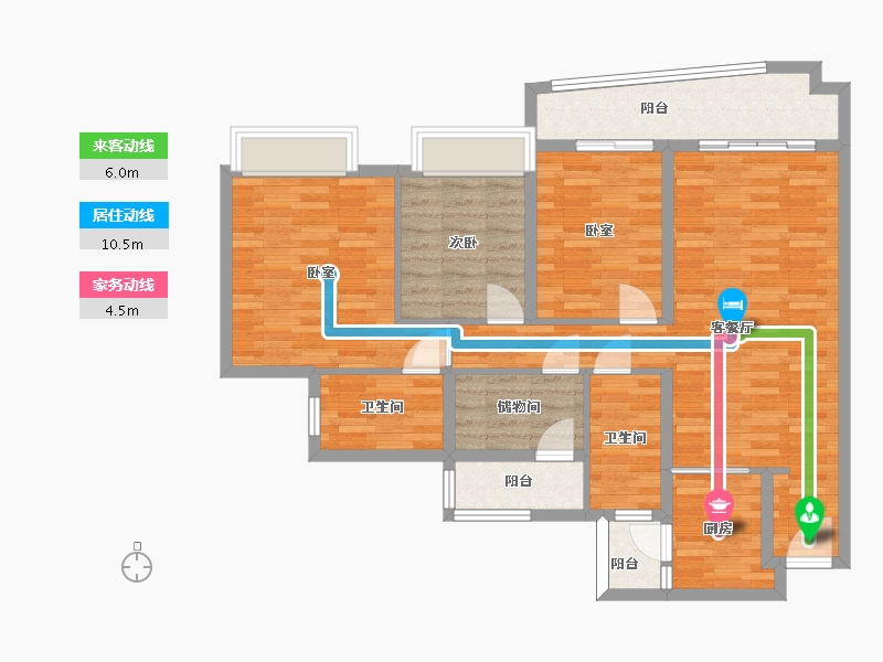 广东省-广州市-奥园誉湖湾4栋03户5栋05户型125m²-100.00-户型库-动静线