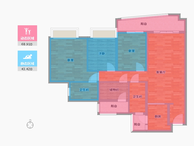 广东省-广州市-奥园誉湖湾4栋03户5栋05户型125m²-100.00-户型库-动静分区