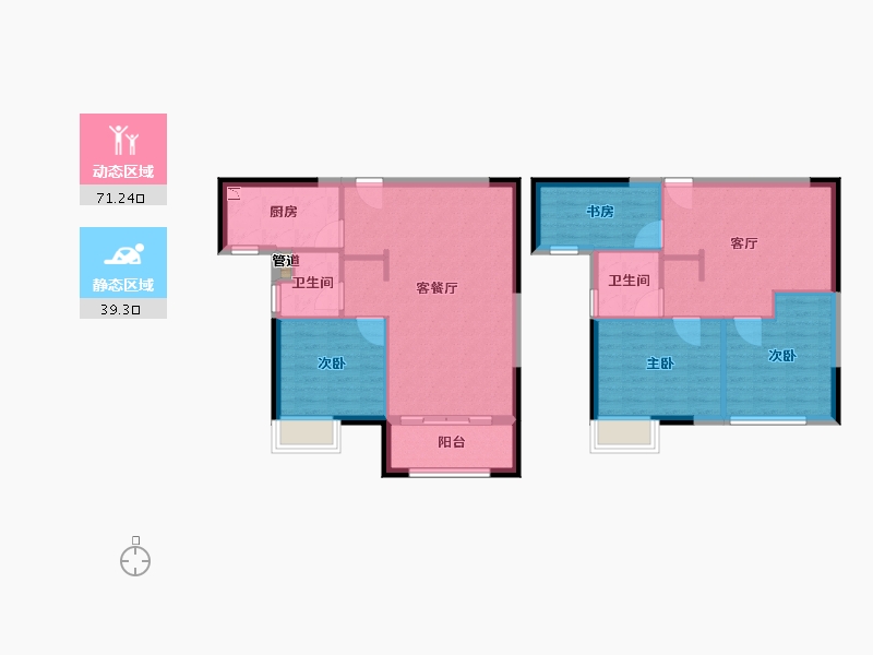 福建省-厦门市-特房樾琴湾125m²-100.00-户型库-动静分区