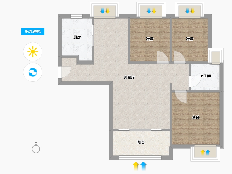 福建省-厦门市-特房樾琴湾　89m²-71.21-户型库-采光通风