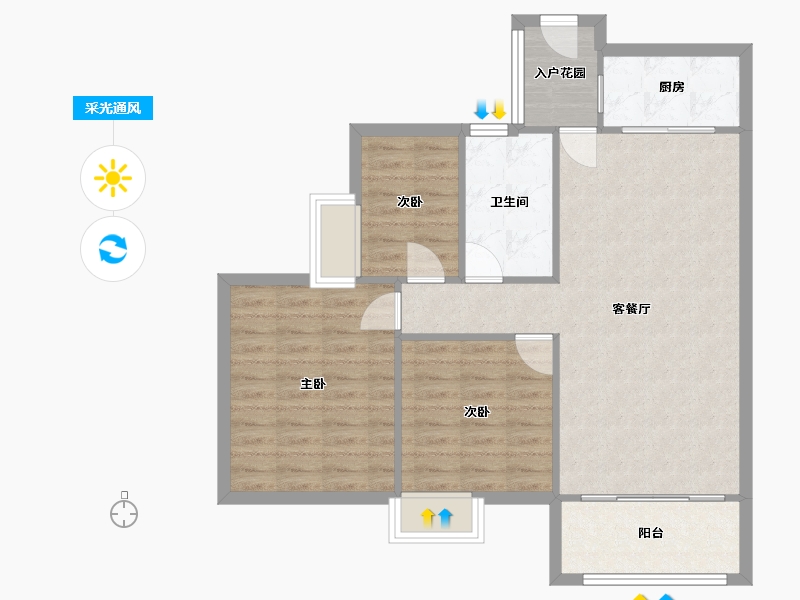 福建省-厦门市-国贸金沙湾6号楼107m²-85.60-户型库-采光通风