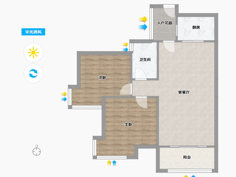 福建省-厦门市-国贸金沙湾6号楼90m²-71.81-户型库-采光通风