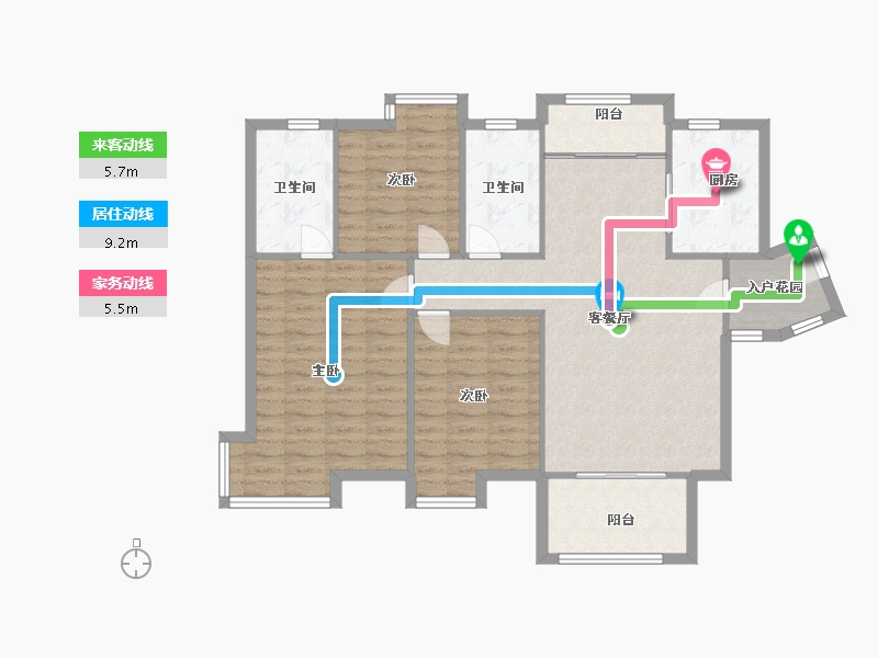 福建省-厦门市-国贸金沙湾6号楼130m²-104.00-户型库-动静线